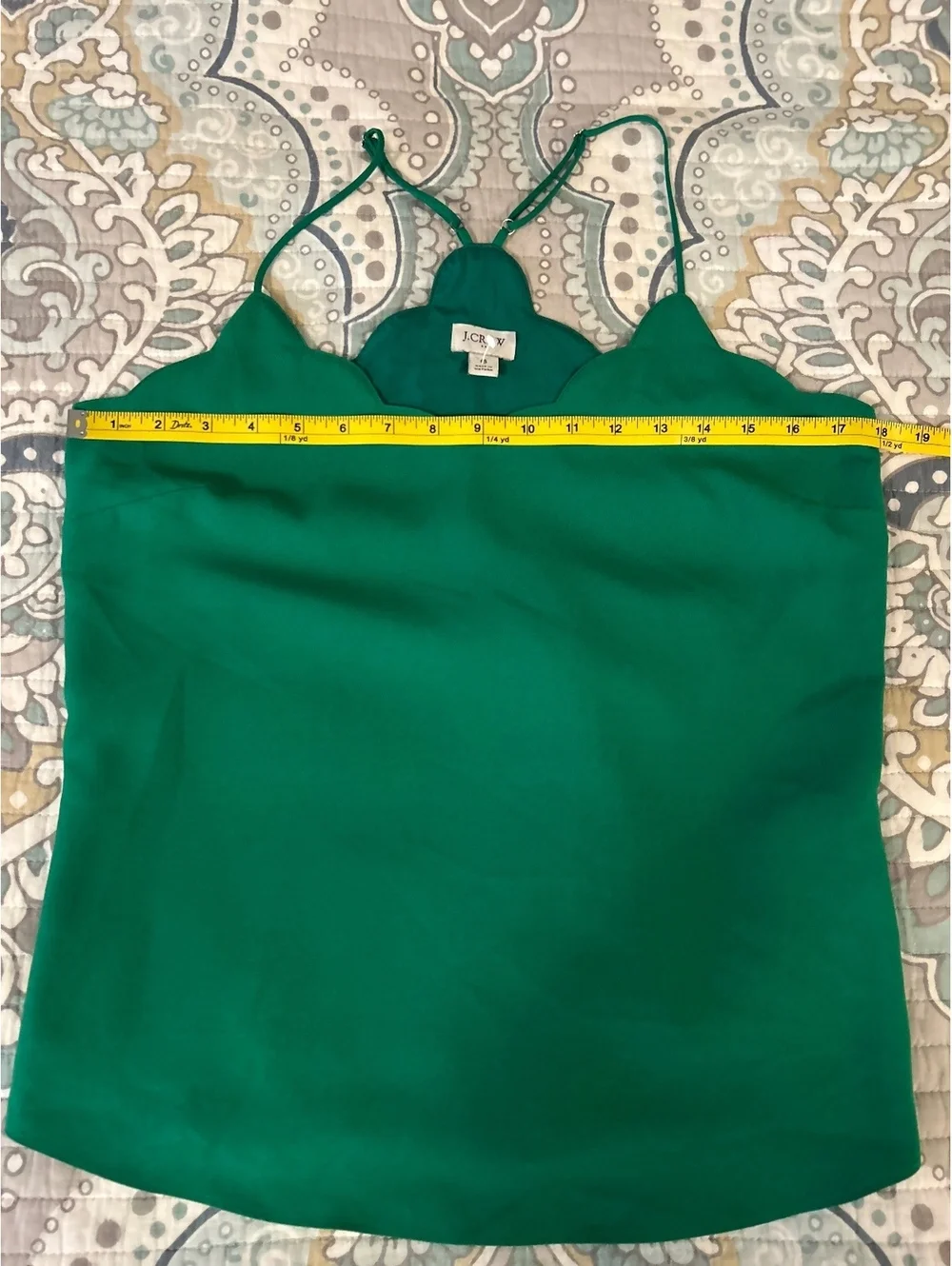 J.Crew Green Scalloped Edge Camisole Top Size 6